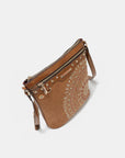 Nicole Lee USA Metallic Stitching Embroidery Inlaid Rhinestone Crossbody Bag