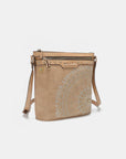 Nicole Lee USA Metallic Stitching Embroidery Inlaid Rhinestone Crossbody Bag