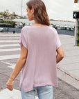 Notched Short Sleeve Knit Top