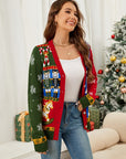 Nutcracker Contrast V-Neck Long Sleeve Cardigan