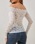 Off-Shoulder Long Sleeve Lace Top