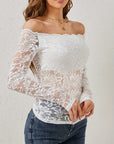 Off-Shoulder Long Sleeve Lace Top