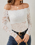 Off-Shoulder Long Sleeve Lace Top