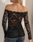 Off-Shoulder Long Sleeve Lace Top