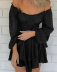 Off Shoulder Smocked Waist Romper