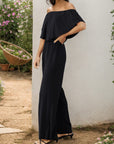 Gray Off-Shoulder Wide Leg Jumpsuit