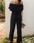 Black Off-Shoulder Wide Leg Jumpsuit