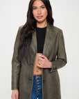 Coalition LA Single-Breasted Vegan Leather Blazer