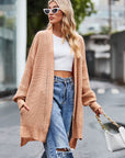 Open Front Dropped Shoulder Longline Cardigan