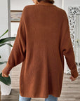 Saddle Brown Open Front Long Sleeve Cardigan