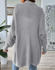 Dark Gray Open Front Long Sleeve Cardigan