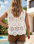 Light Gray Openwork Round Neck Knit Vest