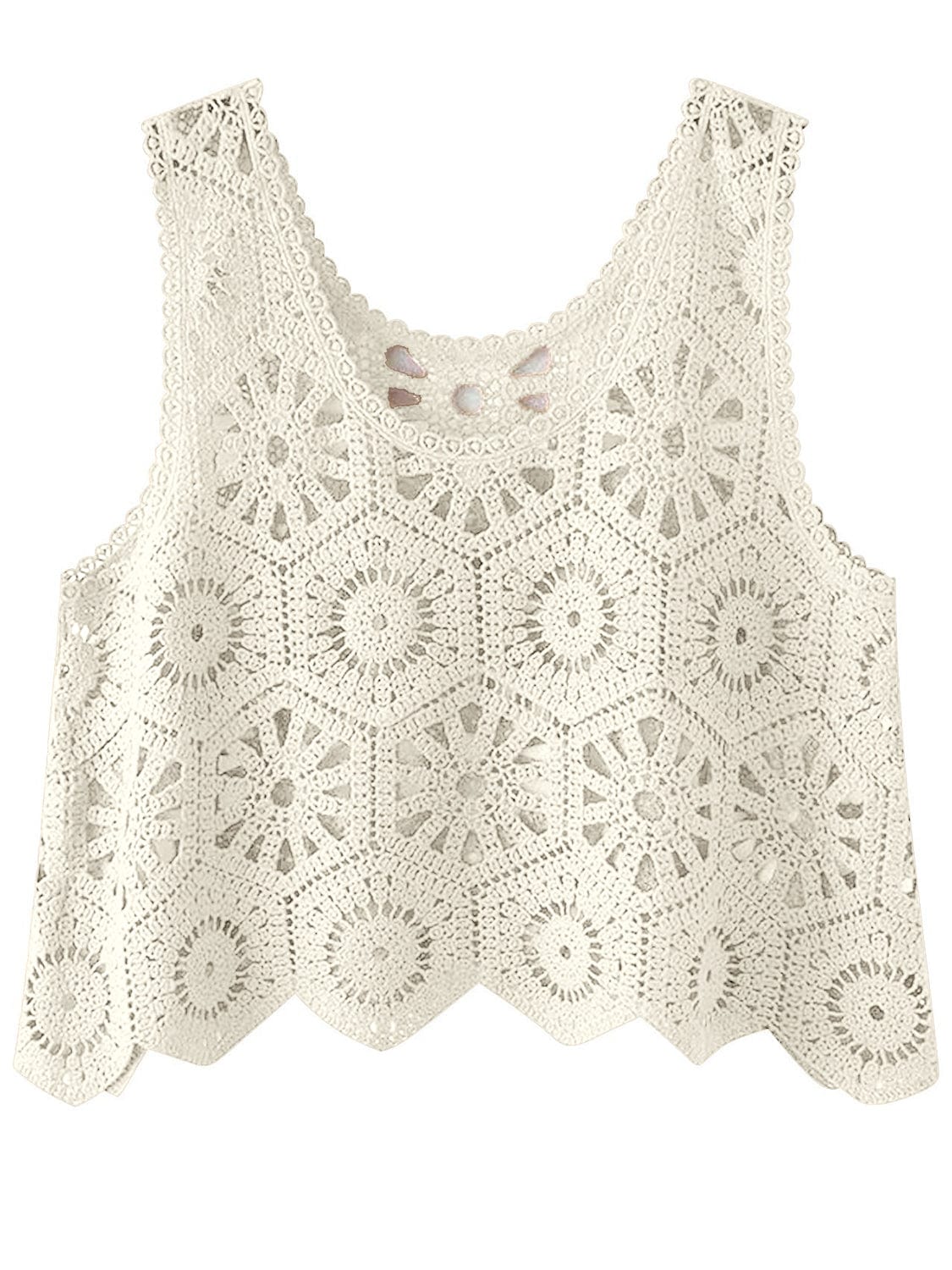 Light Gray Openwork Round Neck Knit Vest