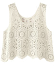 Light Gray Openwork Round Neck Knit Vest