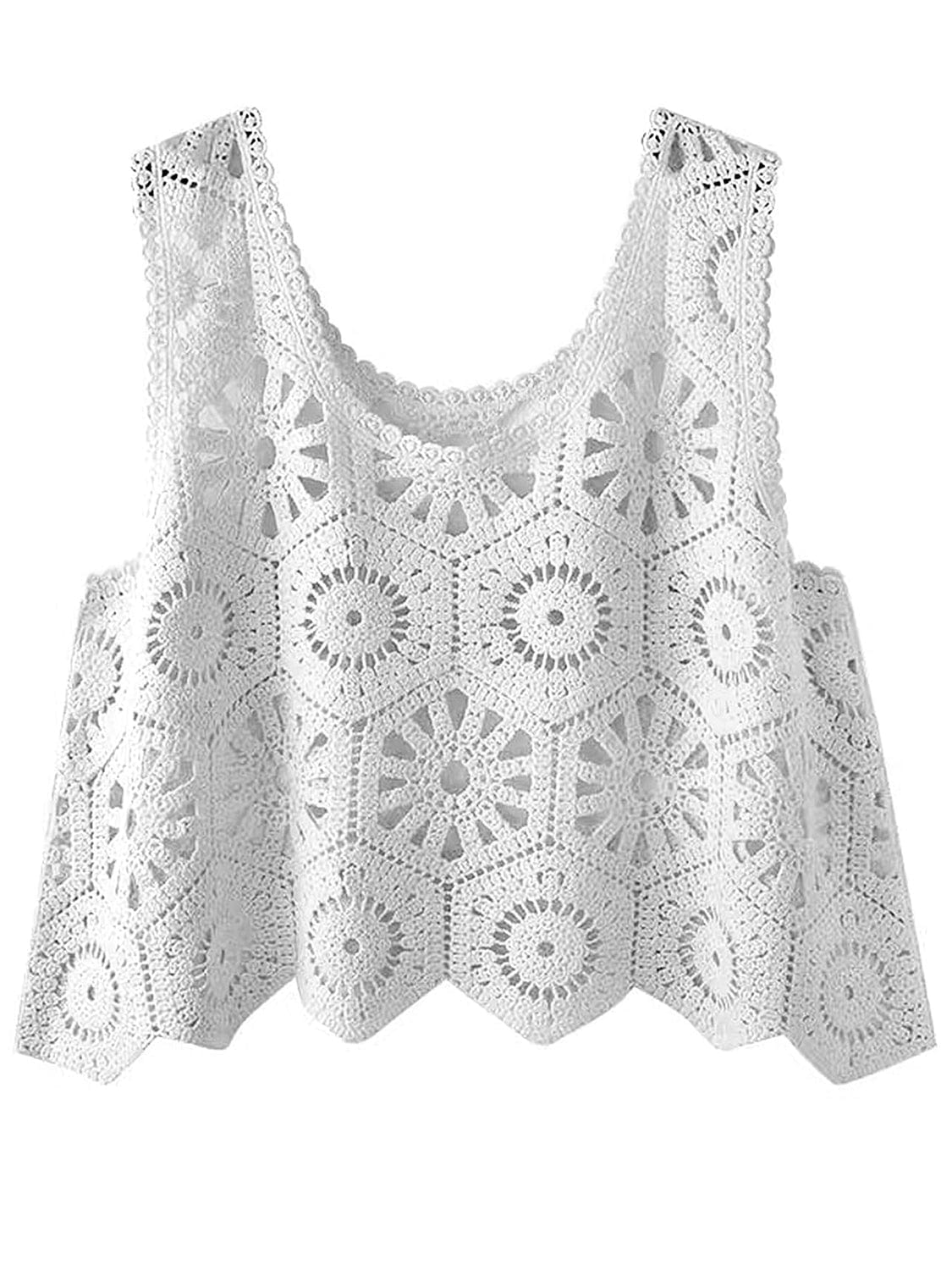 Light Gray Openwork Round Neck Knit Vest