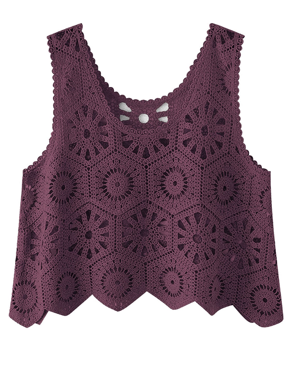 Dark Slate Gray Openwork Round Neck Knit Vest