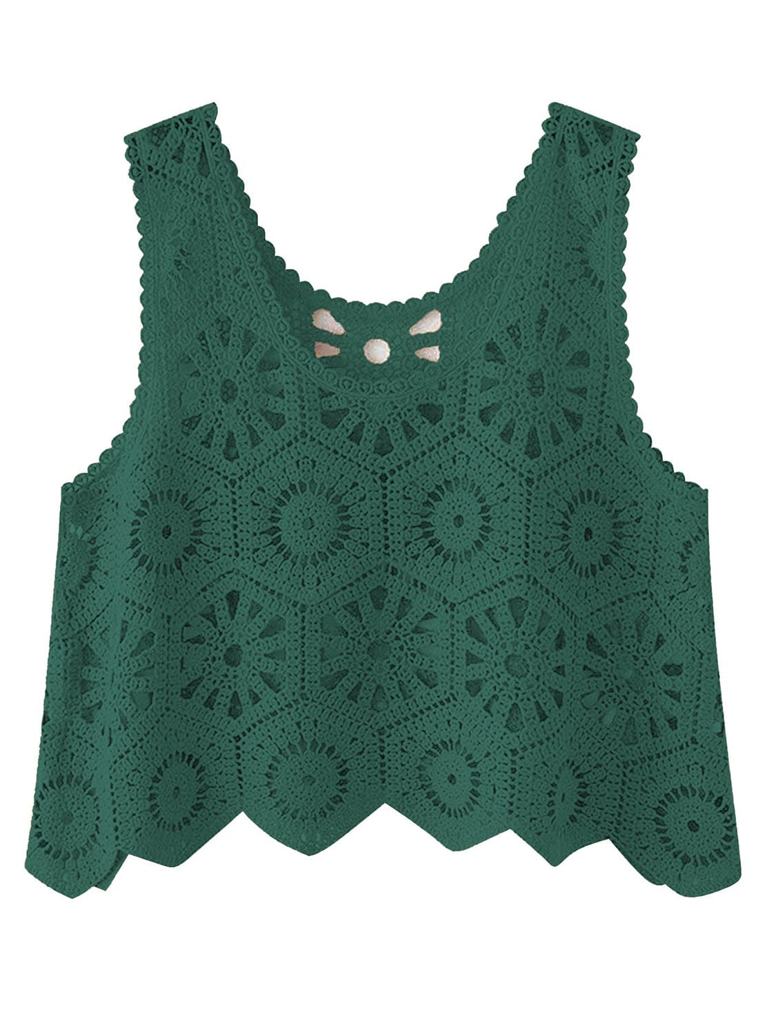 Dark Slate Gray Openwork Round Neck Knit Vest