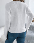 Openwork Round Neck Long Sleeve Sweater