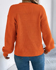 Openwork Round Neck Long Sleeve Sweater