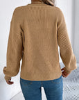 Openwork Round Neck Long Sleeve Sweater