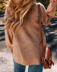 Sienna Openwork V-Neck Dropped Shoulder Sweater