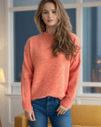 Round Neck Drop Shoulder Long Sleeve Sweater