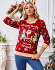 Christmas Pattern Round Neck Long Sleeve Sweater