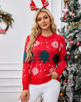 Christmas Tree Round Neck Long Sleeve Sweater