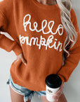 Contrast Letter Round Neck Long Sleeve Sweater