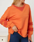 High-Low Round Neck Long Sleeve Sweatshirt