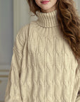 Cable-Knit Turtleneck Long Sleeve Sweater