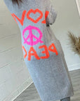 Peace Sign Long Sleeve Cardigan