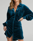 Collared Neck Button Down Long Sleeve Mini Dress