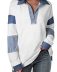 Collared Neck Long Sleeve Sweatshirt