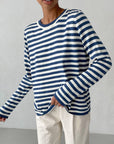 Striped Round Neck Long Sleeve Sweater