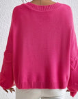 Pearl Trim Heart V-Neck Sweater