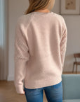 Pearl Trim Round Neck Raglan Sleeve Sweater