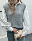 Perfee Openwork V-Neck Sweater Vest