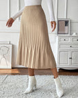 Perfee Pleated Midi Sweater Skirt