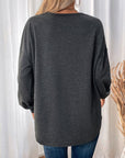 Perfee Pocketed Round Neck Long Sleeve Sweatshirt