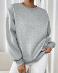 Perfee Round Neck Long Sleeve Sweatshirt