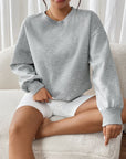 Perfee Round Neck Long Sleeve Sweatshirt