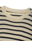 Perfee Striped Round Neck Long Sleeve Knit Top