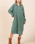 Mittoshop Mineral Wash Cotton Gauze Midi Shirt Dress