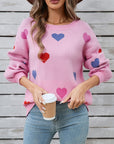 Angel Wings Heart Round Neck Long Sleeve Sweater