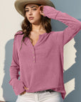 Double Take Full Size Notched Thumbhole Long Sleeve T-Shirt