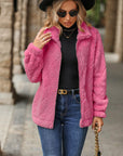 Fuzzy Pocketed Zip Up Jacket