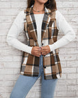 Plaid Button Down Vest Coat