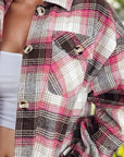 Plaid Button Up Long Sleeve Shacket