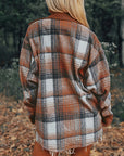 Plaid Collared Neck Button Up Shacket